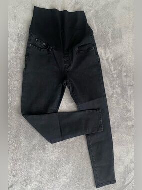 Women’s Maternity Skinny Jeans Black Stretch Over Belly Panel Size L